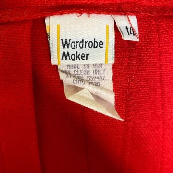 Wardrobe Maker Vintage Red Pleated Skirt Size 14 - Picture 4 of 5